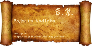 Bojsits Nadinka névjegykártya